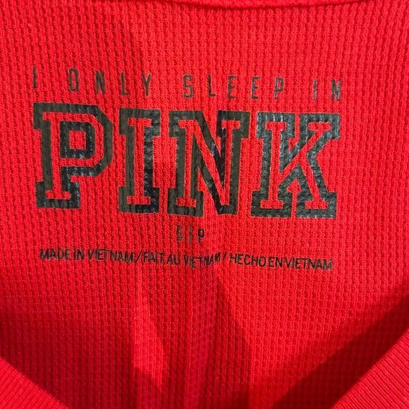 PINK Victoria's Secret Red White Holiday Long Sleeve 2 Pc Pajama Set Small XS - Picture 8 of 11